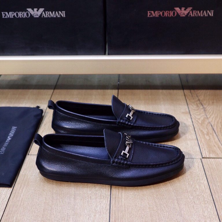 Armani Schuhe Rindsleder Schwarz Fake Beste Replik Schuhseiten