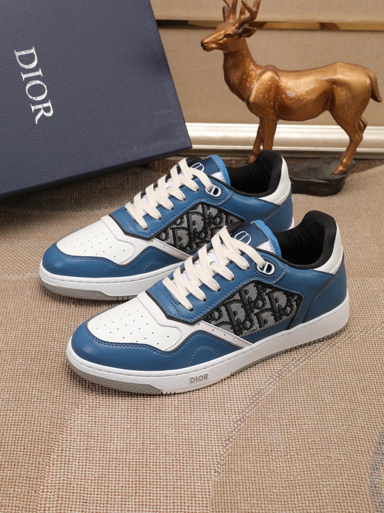 Dior zapatos de piel de vaca Azul Clásico falsos falsos zapatos Jordan