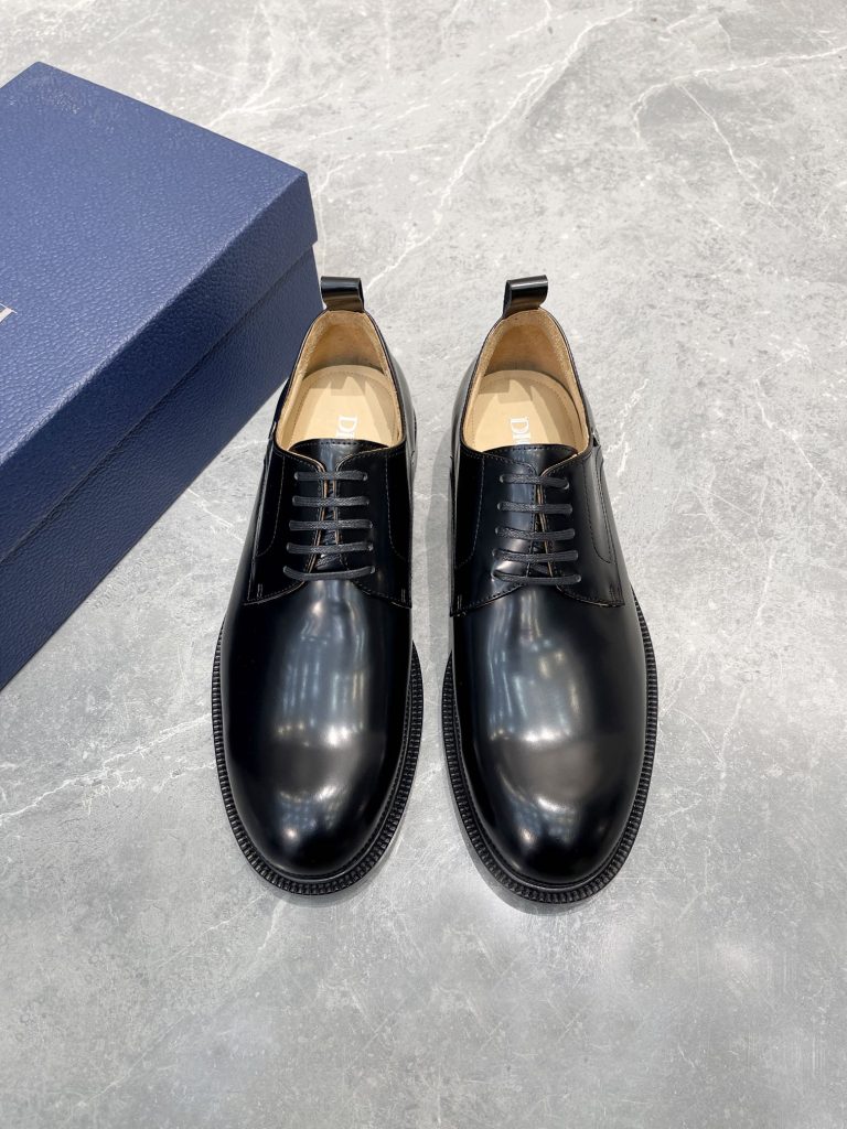 Dior Shoes Leather Black Classic 1:1 Fake Designer Shoes