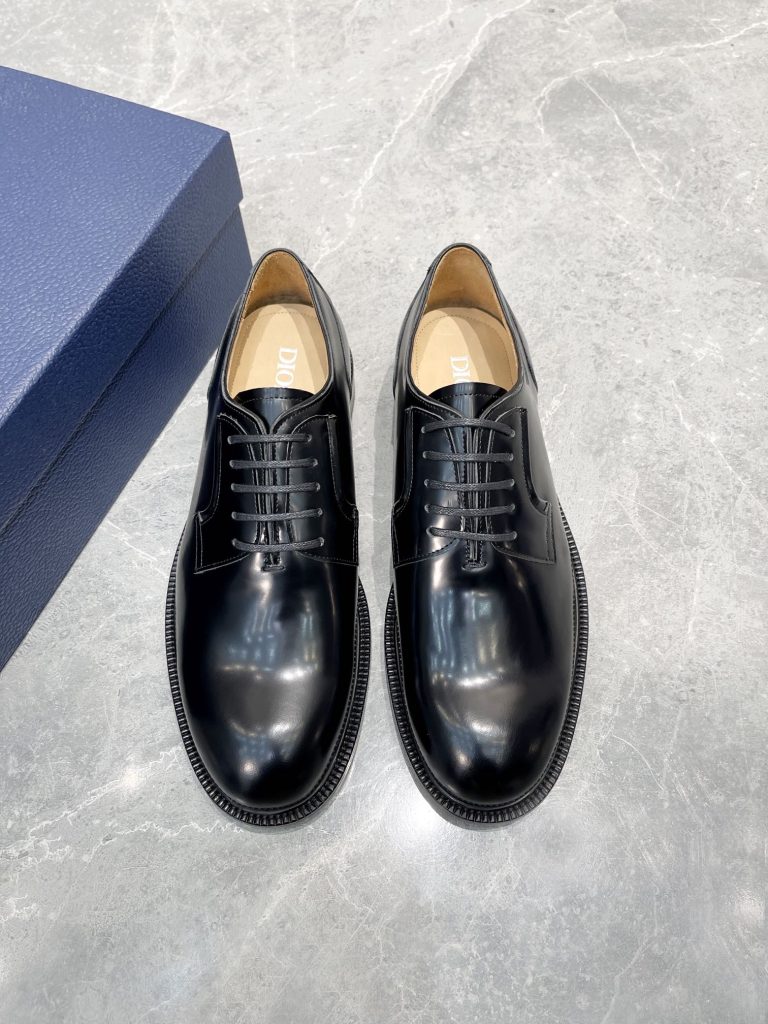 Dior Shoes Leather Black Classic 1:1 Replica Jordan Shoes