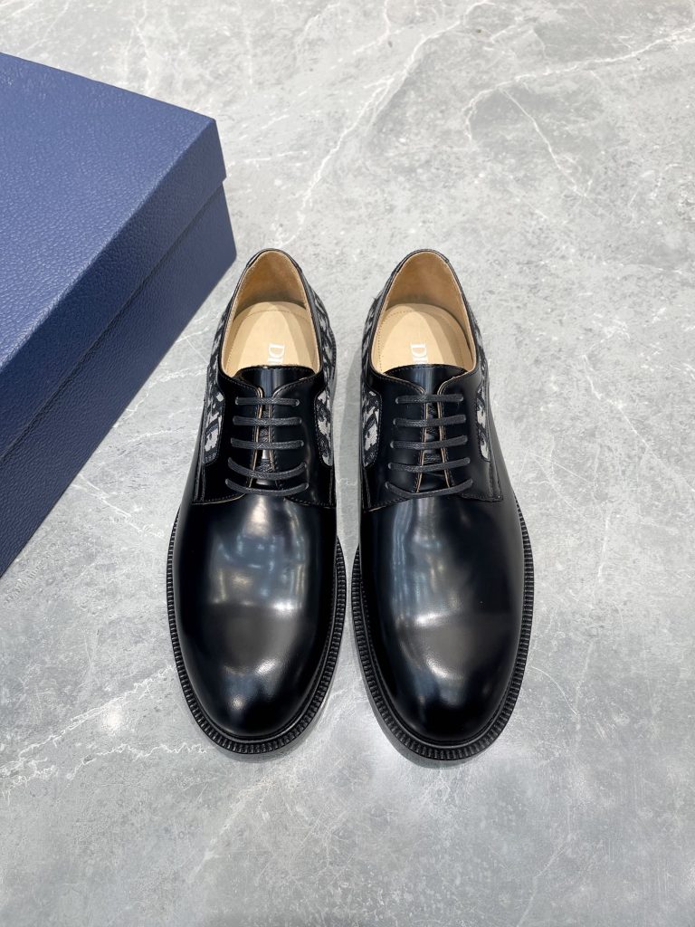 Dior Shoes Leather Black Classic First Copy Fake Shoes Online