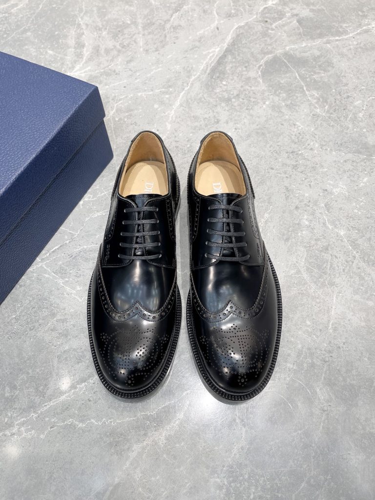 Dior Schuhe Leder Schwarz Klassisch Replik Fake Schuhe Online