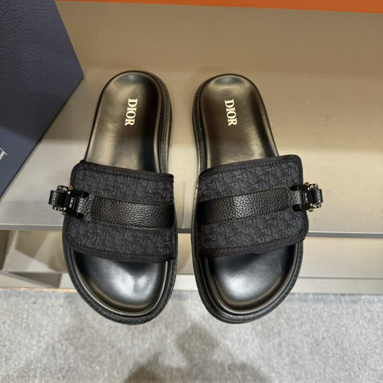Dior Zapatos de cuero Negro Clásico Super Clon Replica Jordan Zapatos