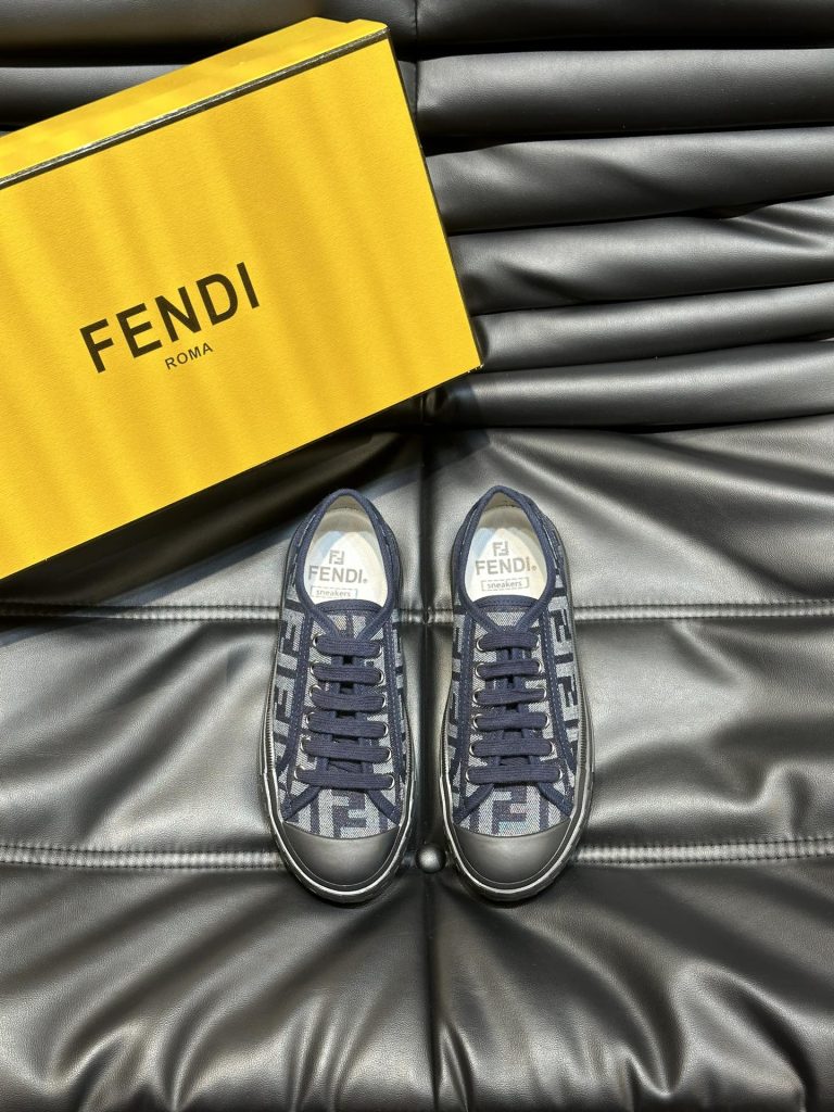 Fendi Shoes Canvas Lace-Up High Quality Fake Shoe Website