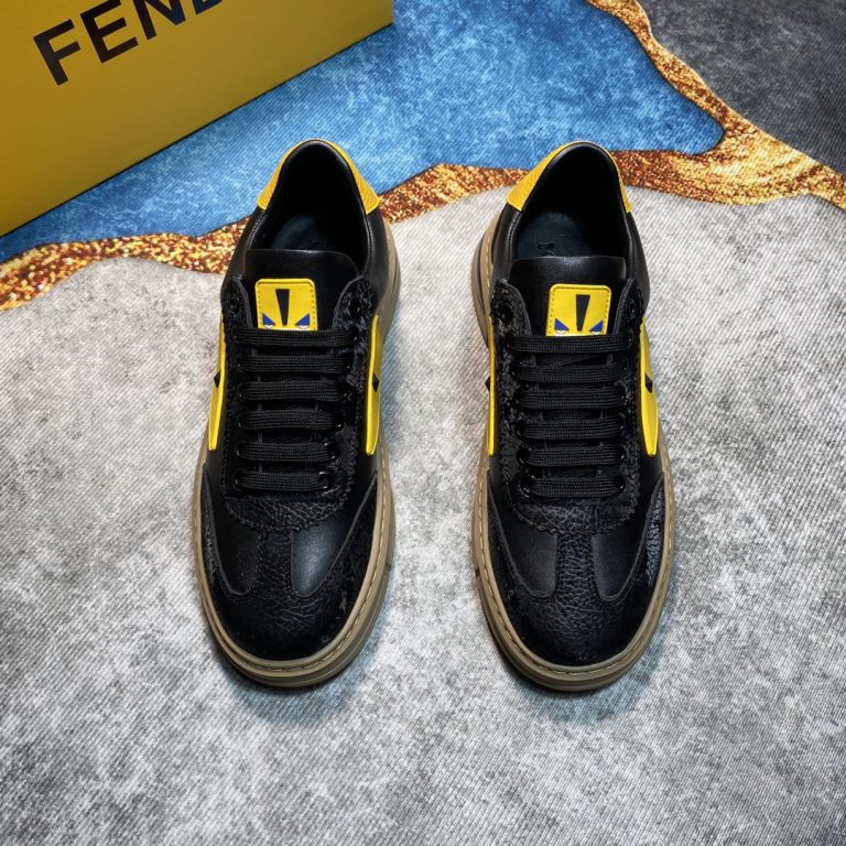 Fendi zapatos de cuero de vaca Casual Diseñador Replica Entrenadores
