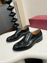 Ferragamo Shoes Leather Black Classic Designer Fake Valentino Shoes
