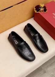 Ferragamo Shoes Leather Black First Copy Replica Shoe Websites