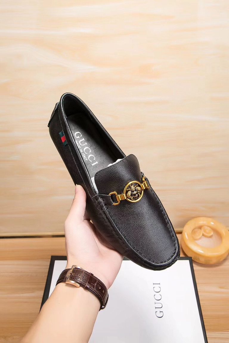 Gucci zapatos de piel de vaca elegante falsa mejor sitio web de réplica de zapatos