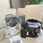Lujo Balenciaga Bolsa Blanco Cuero Crossbody Hombro Fake
