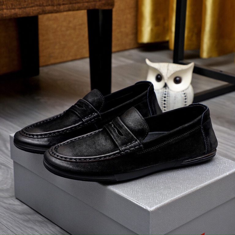 Prada zapatos de cuero de vaca negro de diseño falso zapatos de diseño