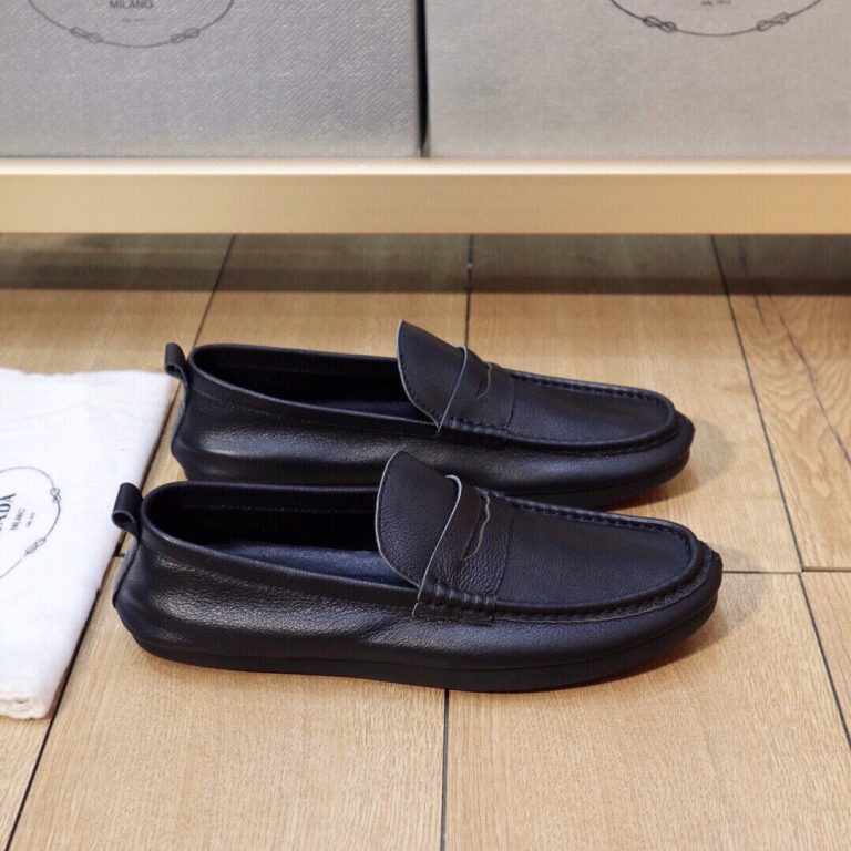 Prada Schuhe Rindsleder Schwarz Luxus Beste Replik Schuhseiten