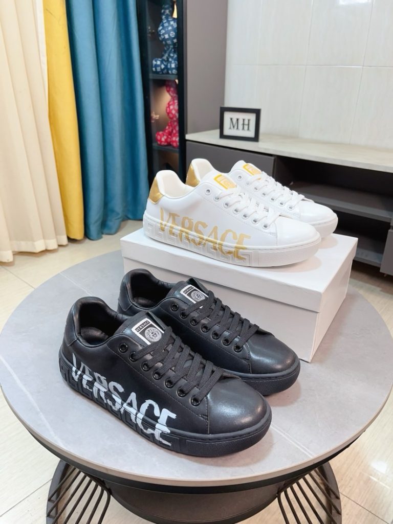 Versace Shoes Cowhide Casual Dupe Fake Shoes For Sale