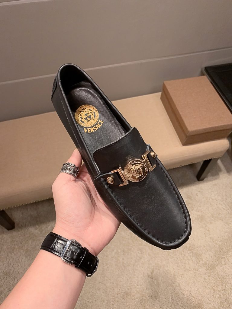 Versace Shoes Cowhide Elegant 1:1 Fake Shoes Websites List