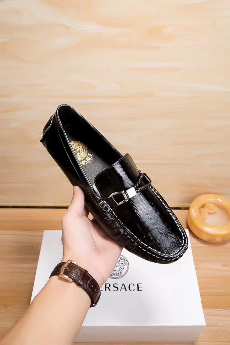 Versace Shoes Cowhide Elegant First Copy Replica Shoes Online