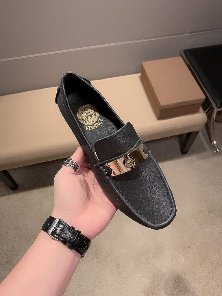 Versace zapatos de piel de vaca falsos zapatos falsos en línea