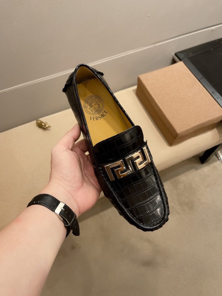 Versace zapatos de cuero de vaca de lujo mejor réplica de zapatos