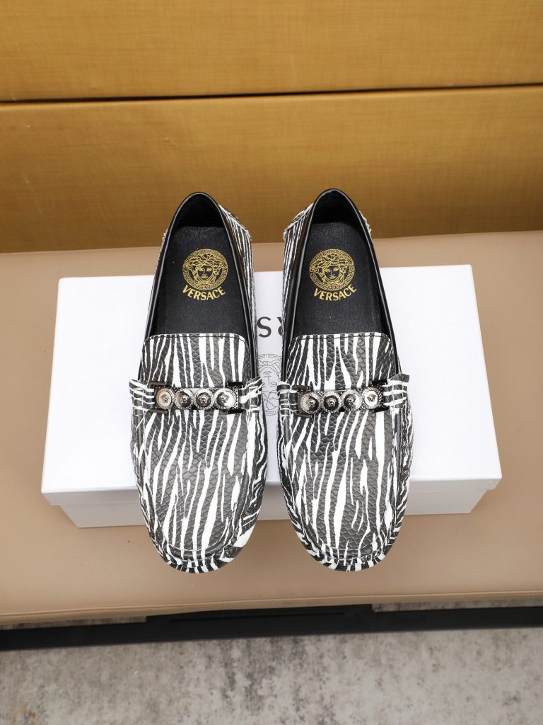 Versace Shoes Leather Elegant 1:1 Fake Designer Shoes Cheap